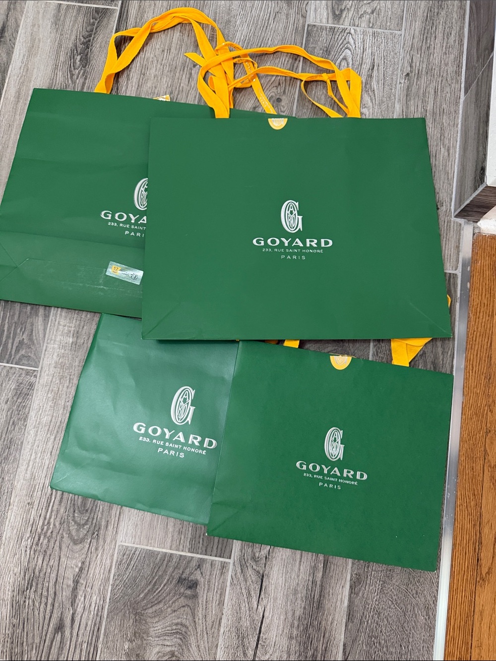 Goyard Green Shopping Bags with Yellow Handles - Picture 2 of 4